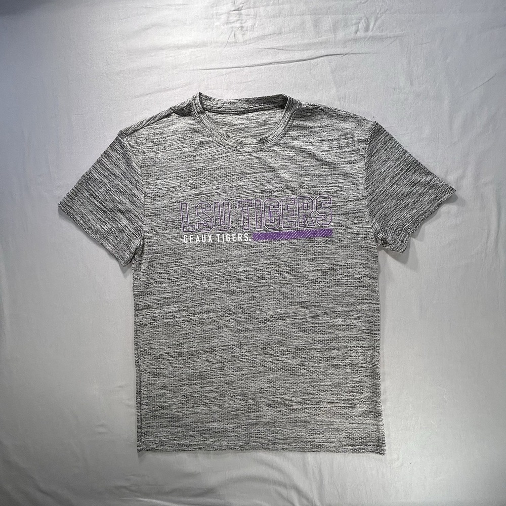 Captivating NCAA‎ LSU Tigers College Gray Short Sleeve Shirt Men's Size Medium